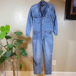 Lucky Brand Blue Boiler Suit Denim Jumpsuit Small 100% Cotton